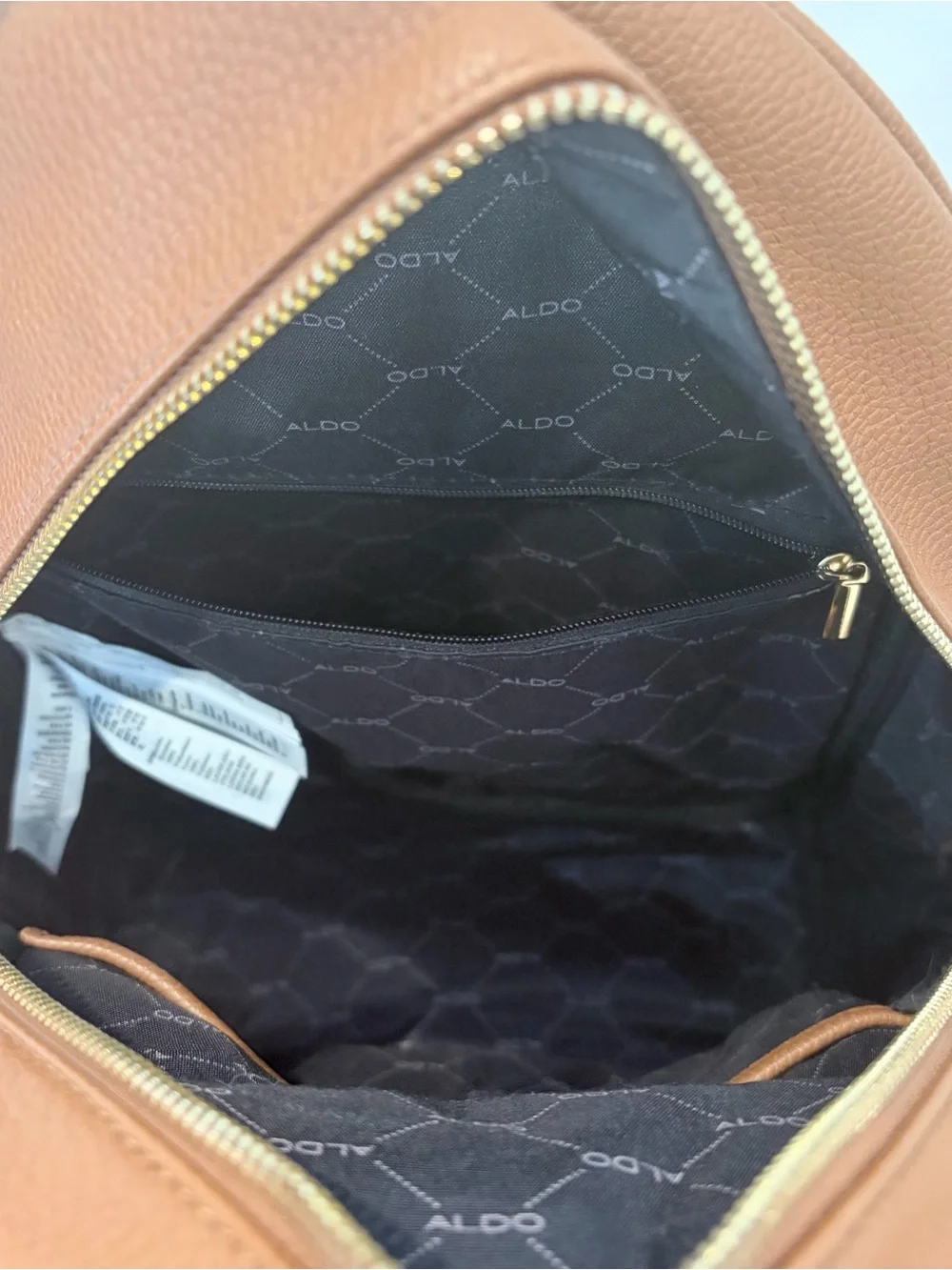 ALDO Sherpa Backpack Brown Faux Leather Cozy Cabincore Teddy Chic Bag